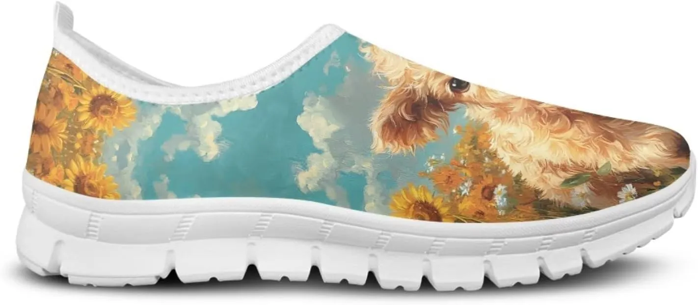Slip in Loafers Women Slip On Shoes Cute Art Cat Elastic Upper Casual Mesh-Comfortable Tennis Workout Sneaker