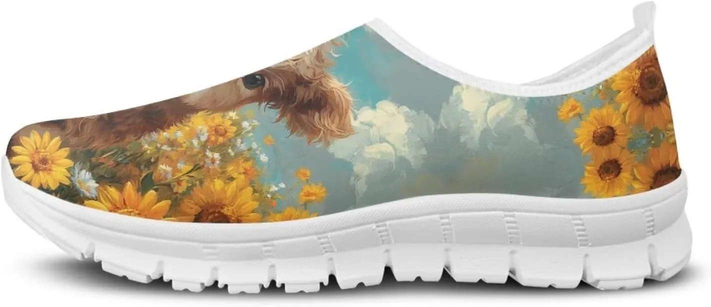Slip in Loafers Women Slip On Shoes Cute Art Cat Elastic Upper Casual Mesh-Comfortable Tennis Workout Sneaker