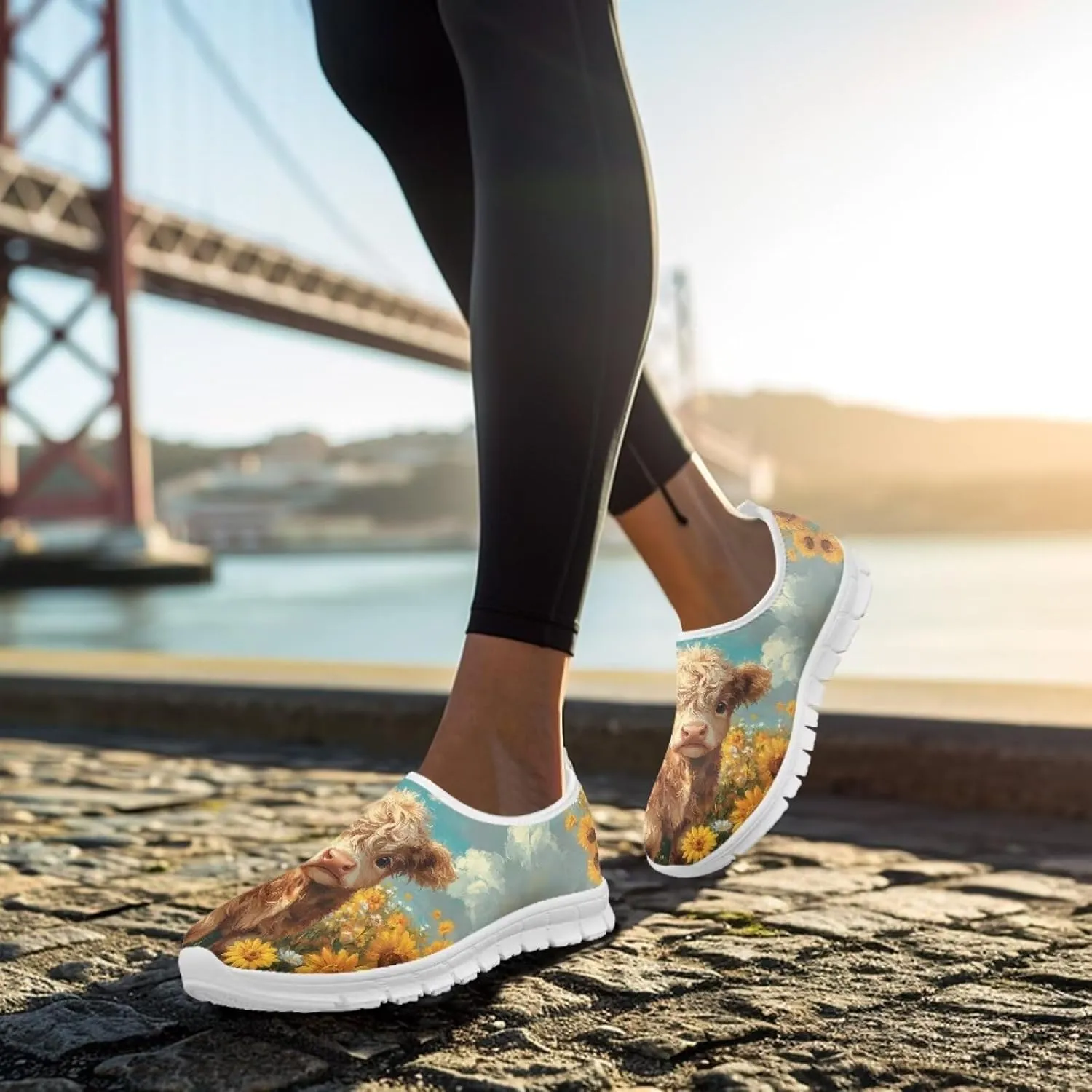 Slip in Loafers Women Slip On Shoes Cute Art Cat Elastic Upper Casual Mesh-Comfortable Tennis Workout Sneaker