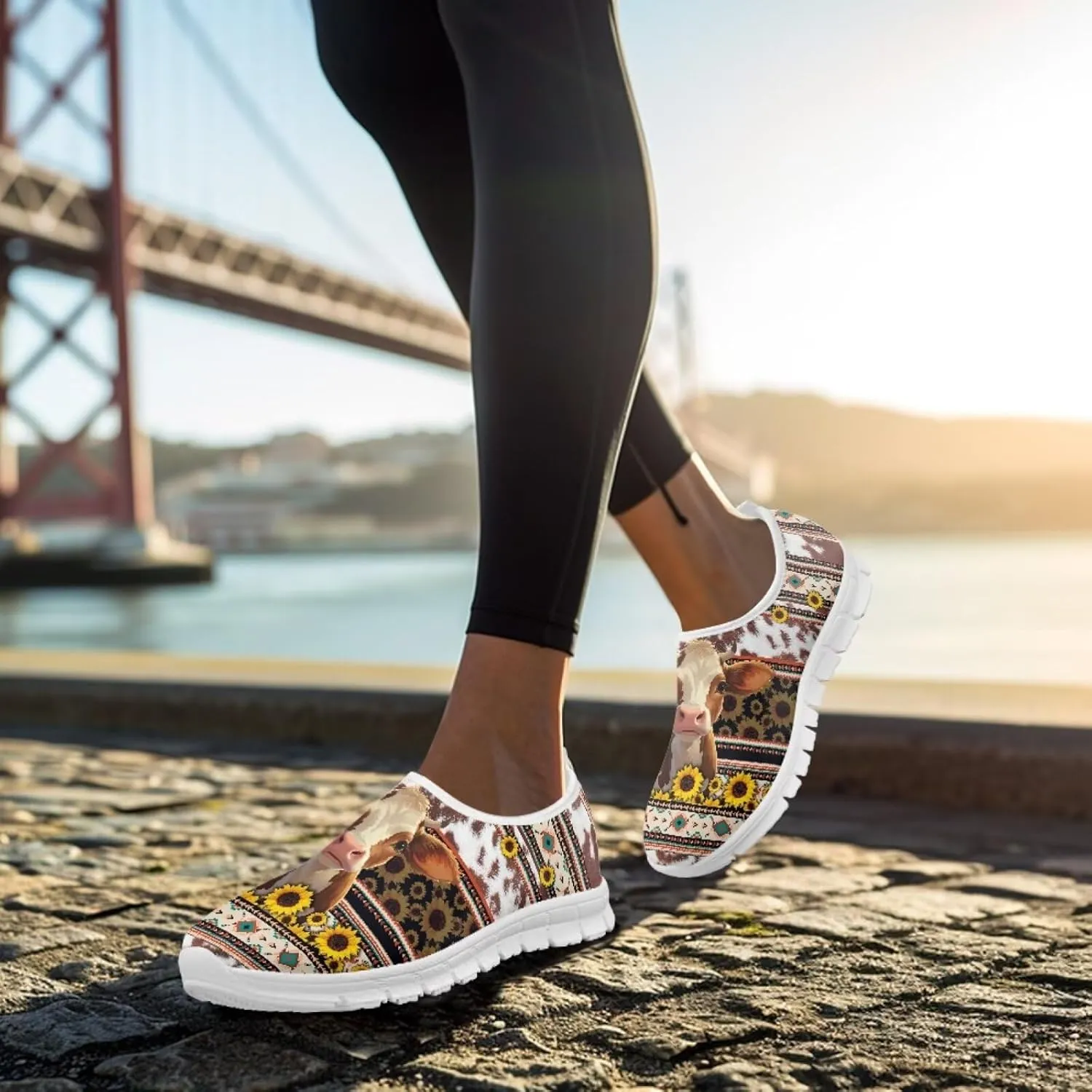Slip in Loafers Women Slip On Shoes Cute Art Cat Elastic Upper Casual Mesh-Comfortable Tennis Workout Sneaker