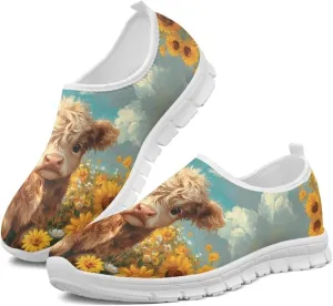 Slip in Loafers Women Slip On Shoes Cute Art Cat Elastic Upper Casual Mesh-Comfortable Tennis Workout Sneaker