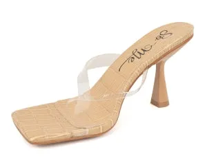 So Me Vivo Thong Clear Finished Square Toe Kitten Sandal-Nude