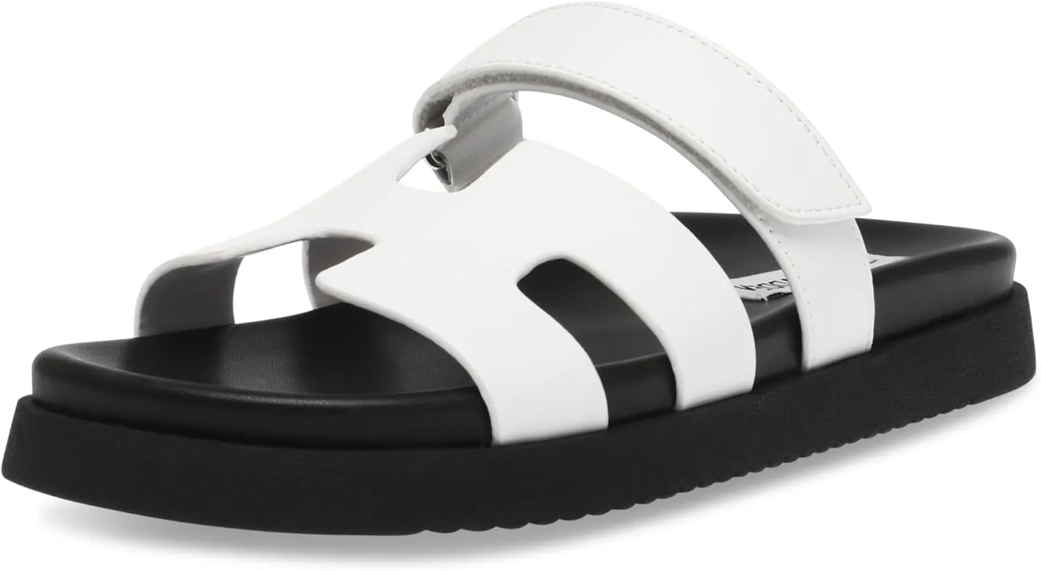 Steve Madden Women's Mayven Slide Sandal, White Leather, 9