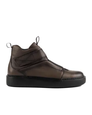T-Uludag Dark Brown Genuine Leather Men's Sports Boots Sneaker