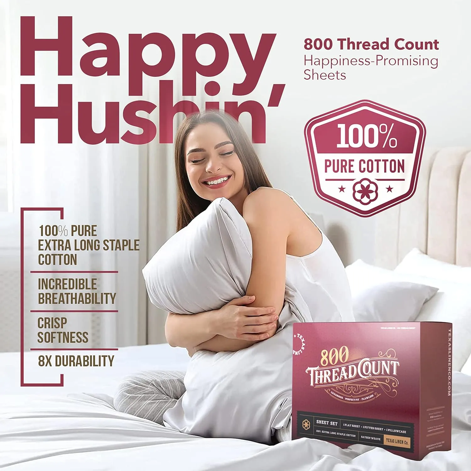 TEXAS LINEN CO. 800 TC Egyptian Cotton Sheets - 4 Piece Dark Grey King Size Cooling Sheet for Hot Sleepers, Luxury Egyptian Cotton Bedsheet, Sateen Hotel Sheets, Fits Mattress Upto 18'' Deep Pocket