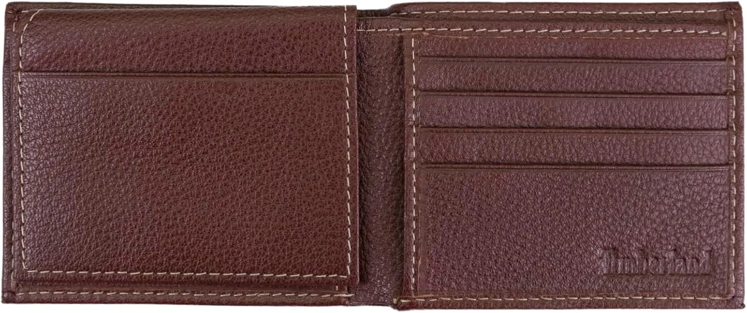 Timberland Men's Leather Wallet With Attached Flip Pocket, Brown (Sportz), One Size