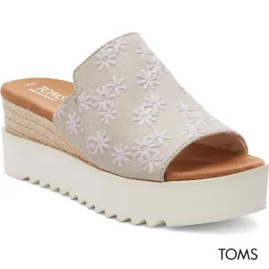 TOMS Women Diana Mule Birch Embroidered Wedges