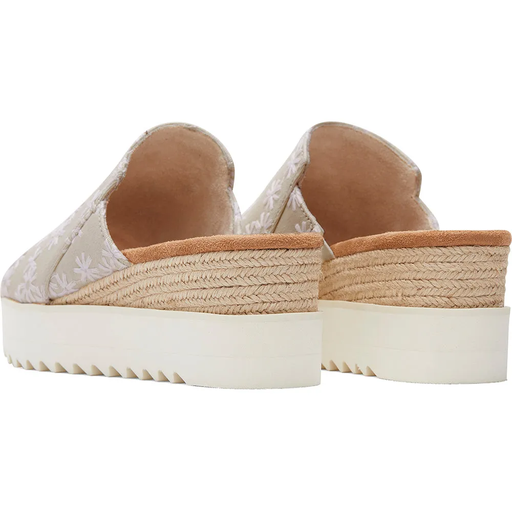TOMS Women Diana Mule Birch Embroidered Wedges