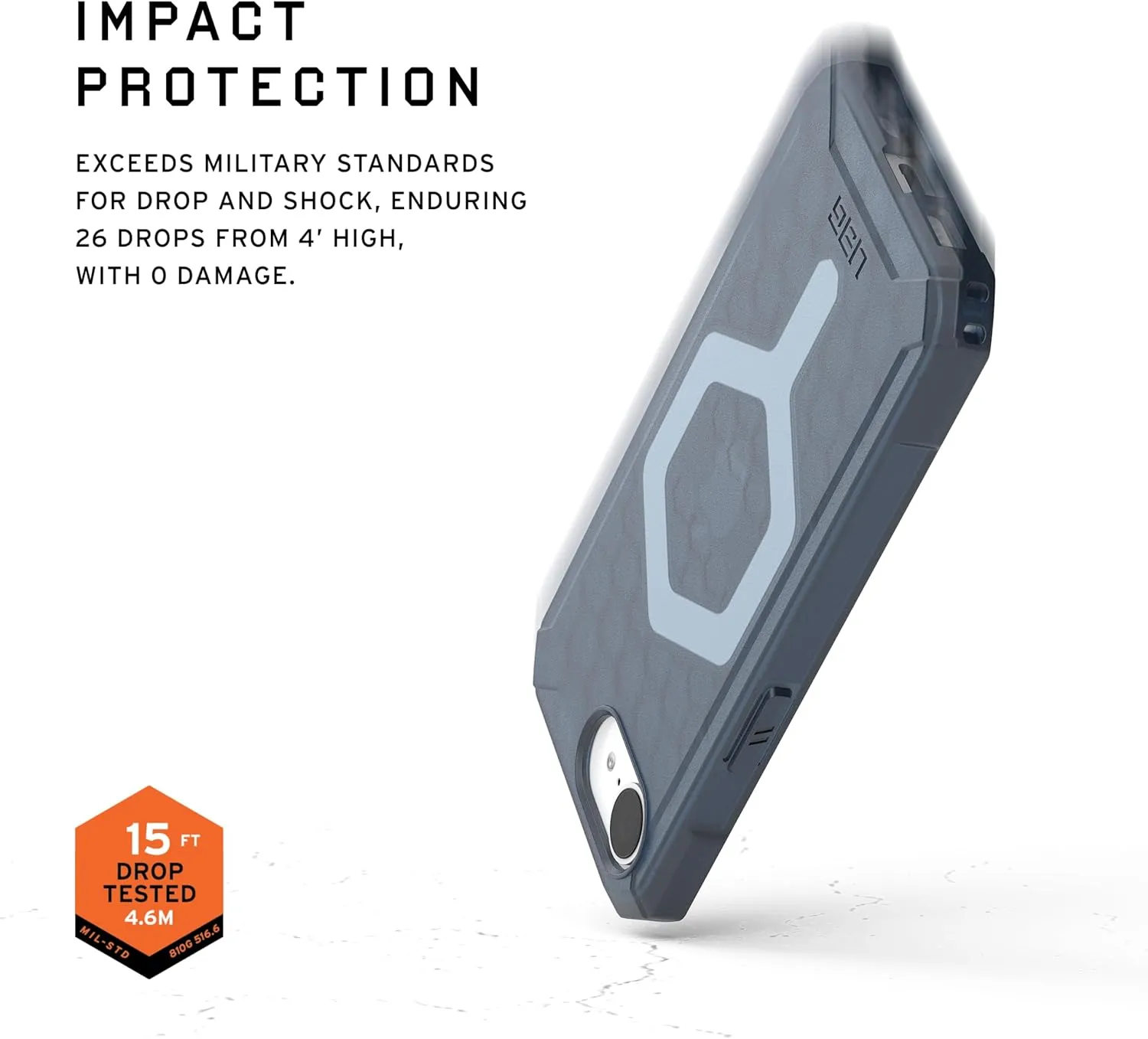 URBAN ARMOR GEAR UAG Designed for iPhone 16e Case Essential Armor - Compatible with MagSafe Rugged Military Grade Drop Proof Clear Protective Cover, Translucent Cloud Blue