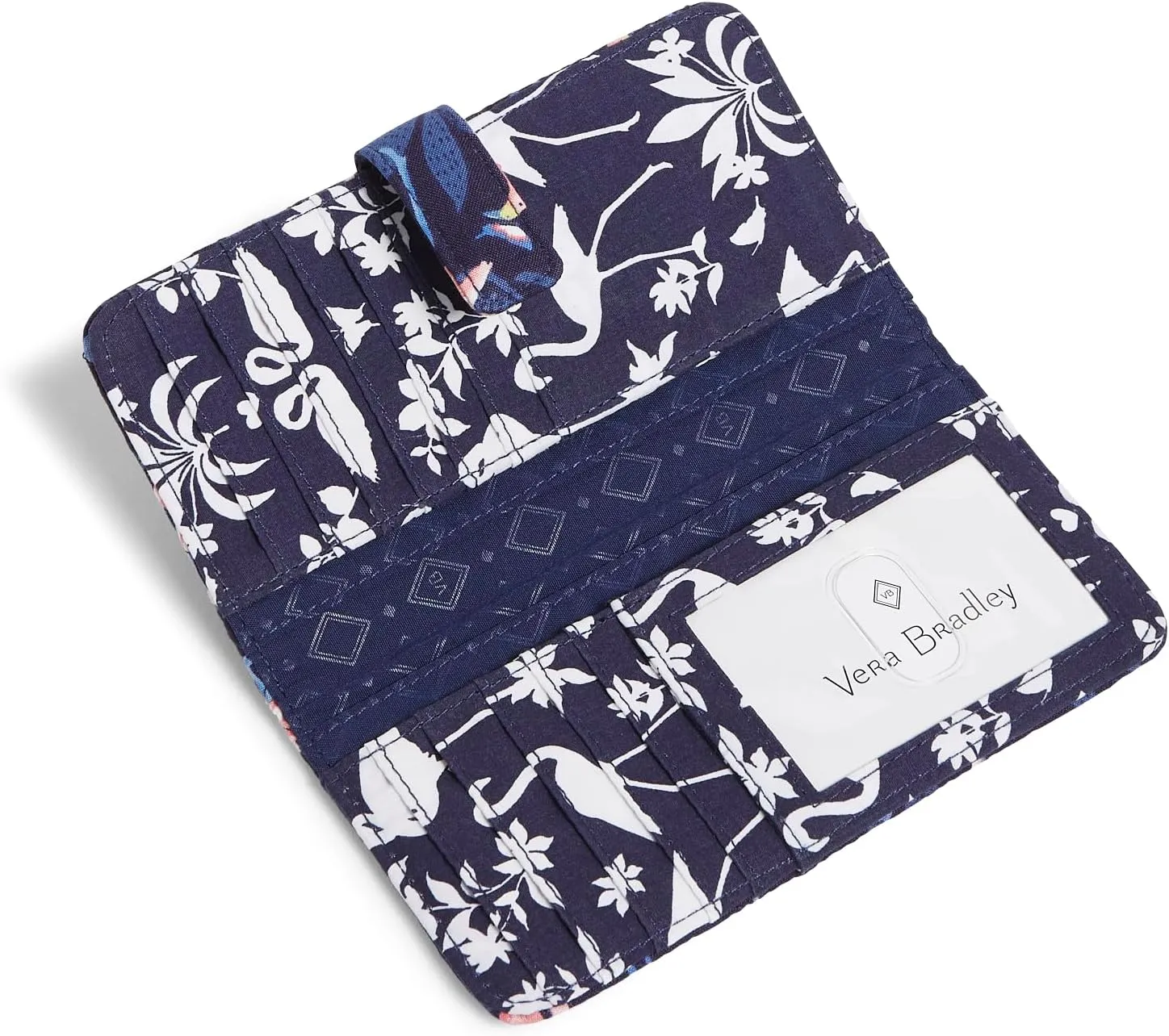 Vera Bradley Cotton Finley Wallet with RFID Protection, Flamingo Party