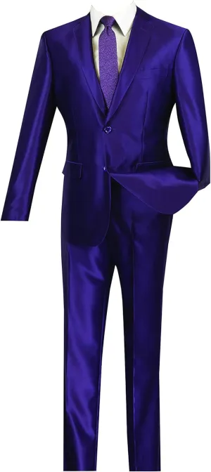 Vinci Men's 2 Button Single Breasted Shark Skin Slim Fit Suits S2RK-5