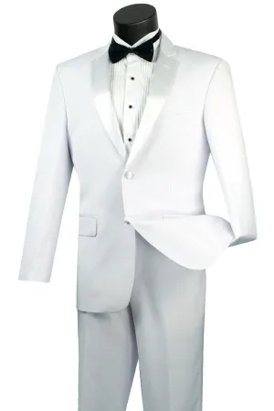 Vinci White Men's Modern Fit 2-Button Tuxedo