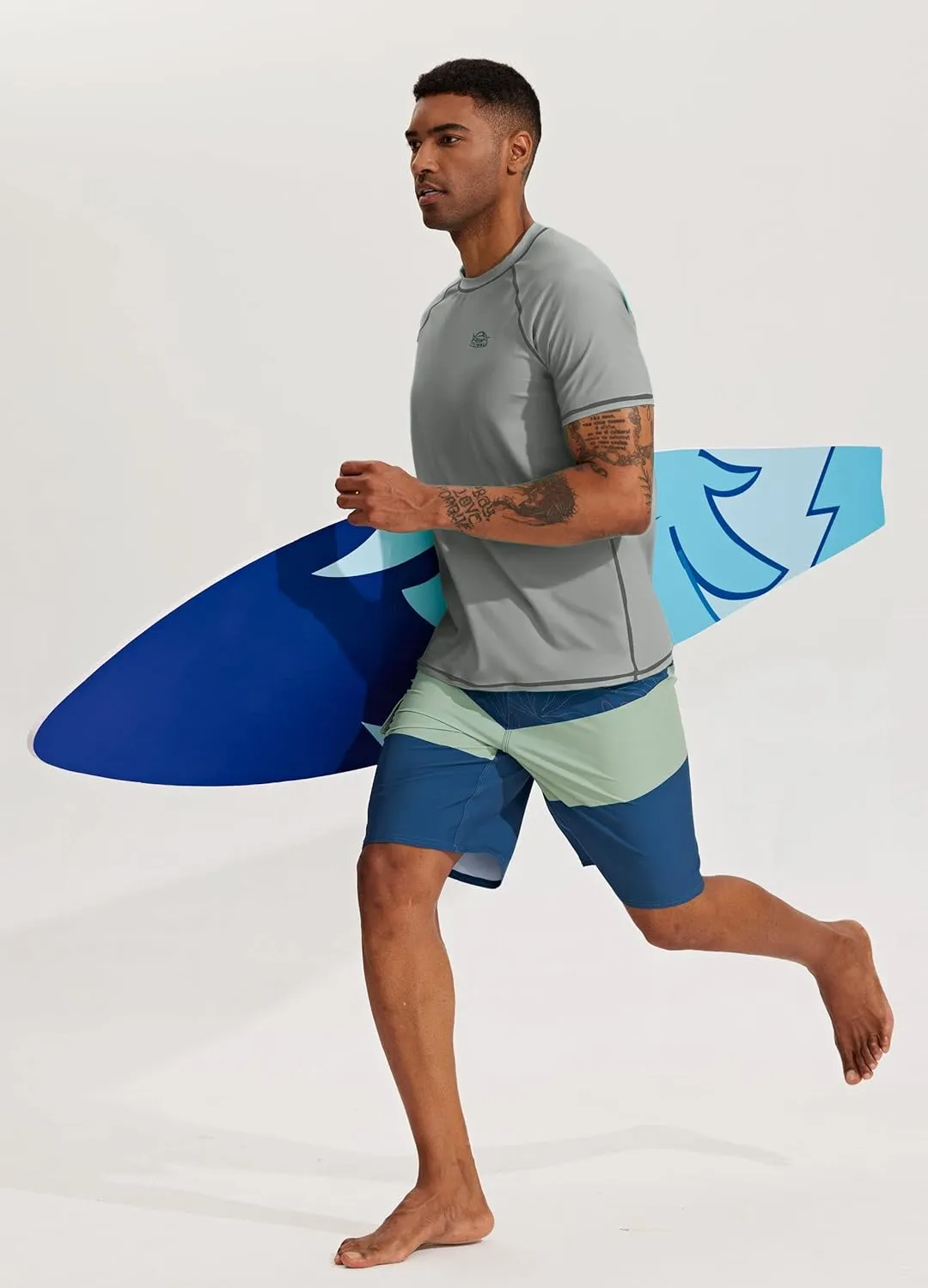 Willit Men's UPF 50  Rashguard Swim Shirt Short Sleeve SPF Sun Protection Quick Dry Water Beach Shirts Fishing Surf Shirt