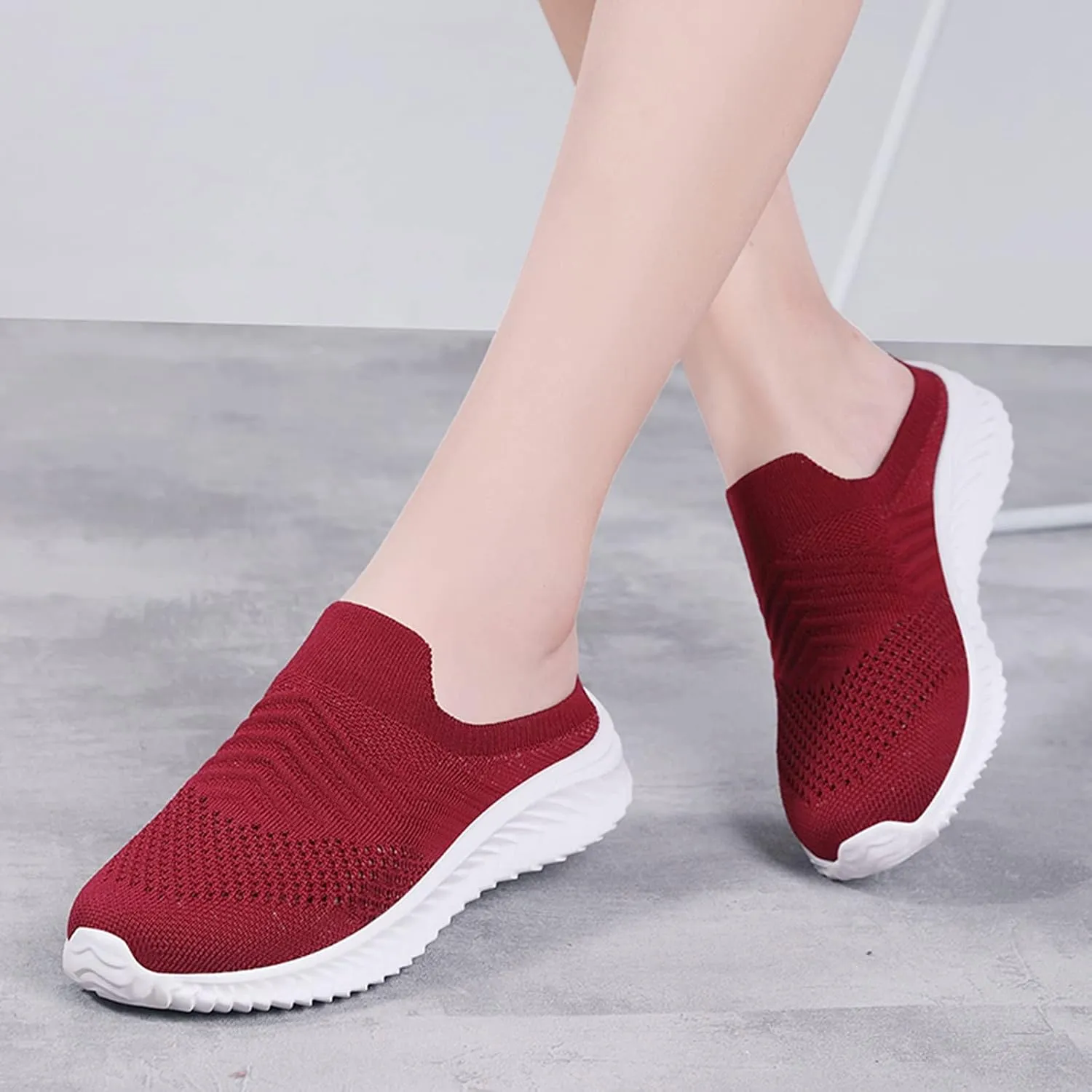 Women's Backless Slip on Mesh Sneakers Shoes Mens Running Shoes Walking Women's Casual Shoes Black Platform Sneaker Tennis Shoe Loafers Casual Slip On