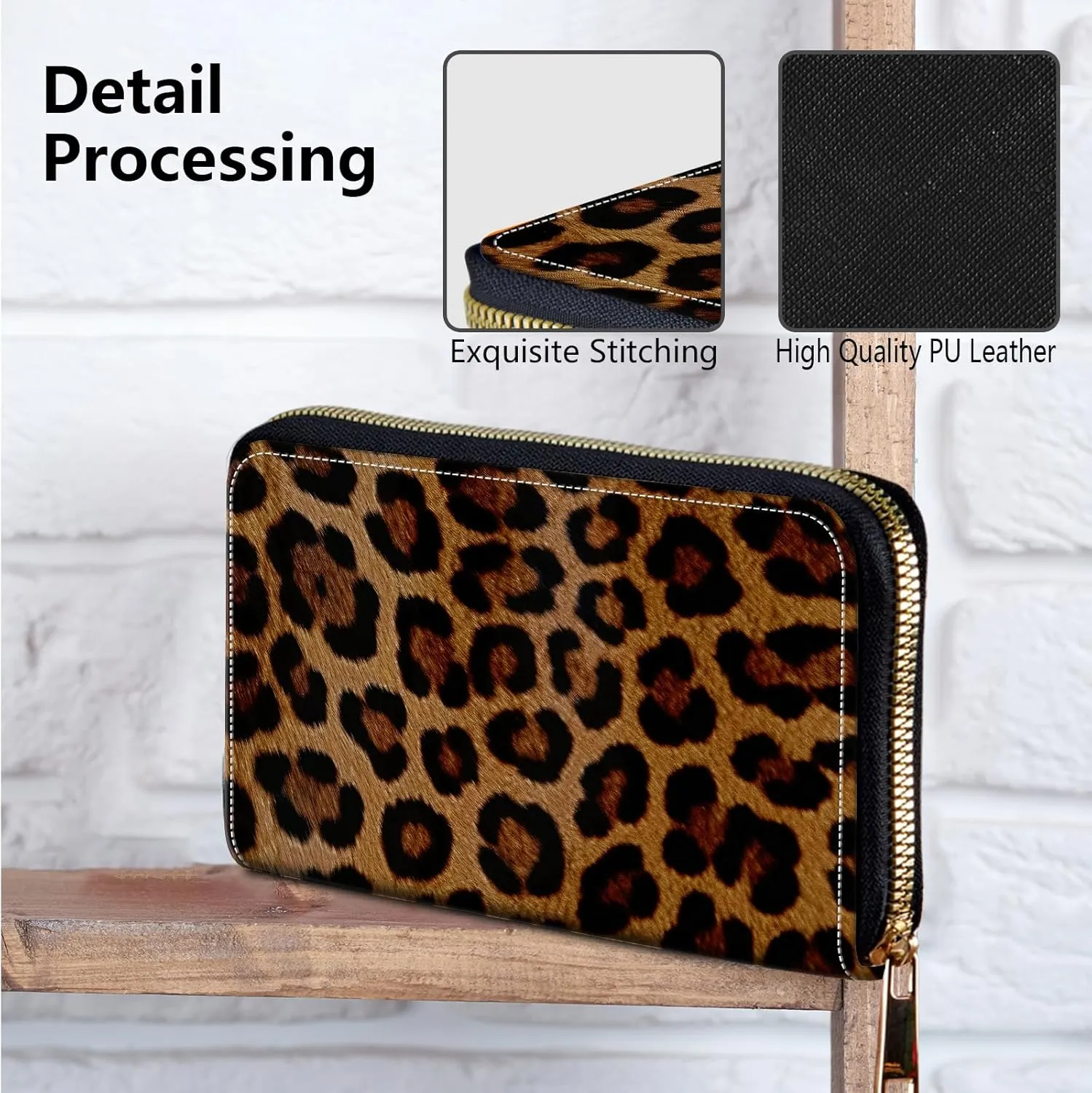 Women's Clutch Purse with Wrist Strap, Slim PU Leather Cell Phone Wallet Large Capacity