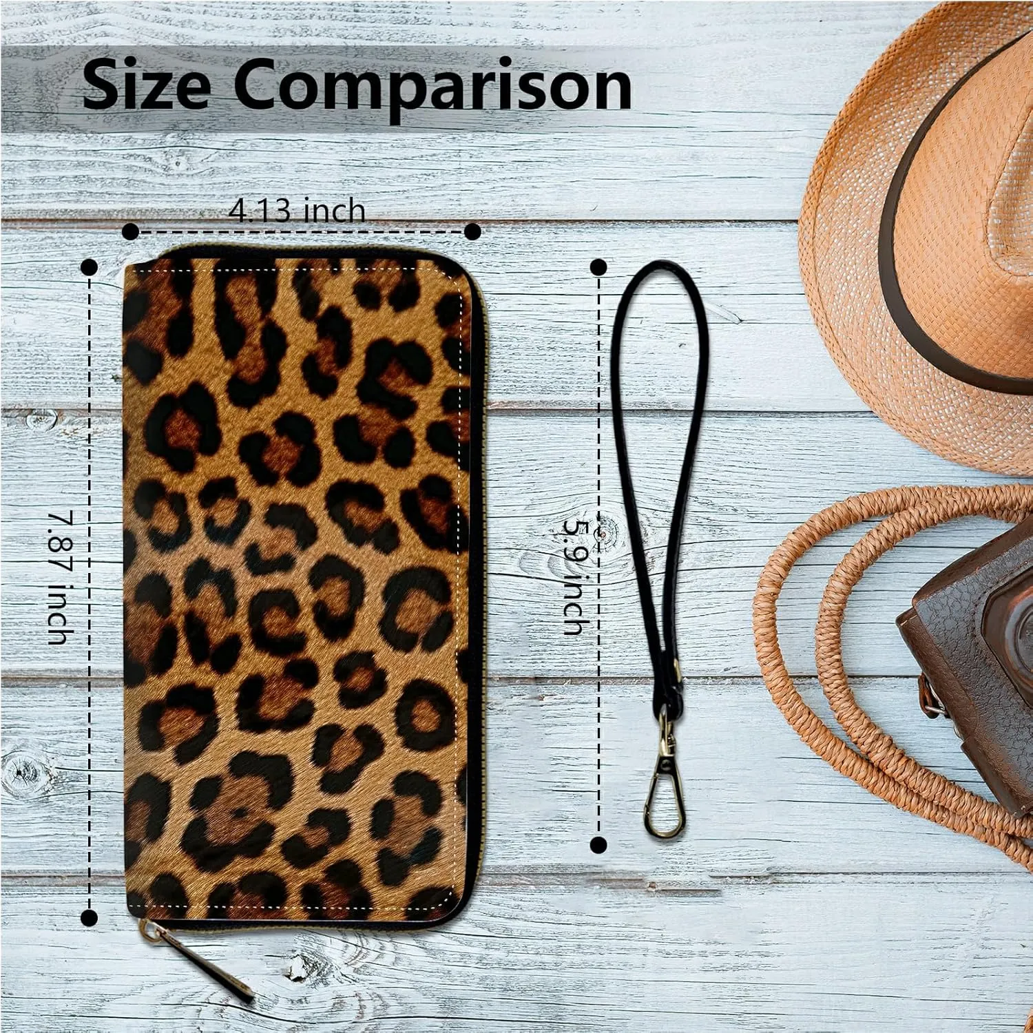 Women's Clutch Purse with Wrist Strap, Slim PU Leather Cell Phone Wallet Large Capacity