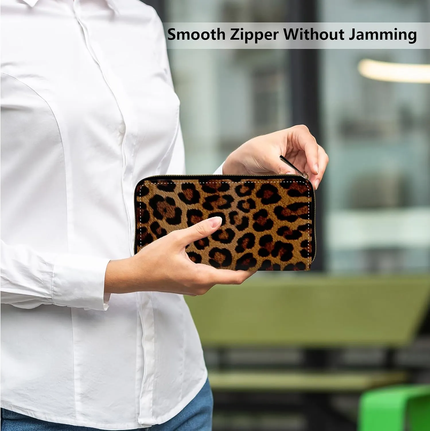 Women's Clutch Purse with Wrist Strap, Slim PU Leather Cell Phone Wallet Large Capacity