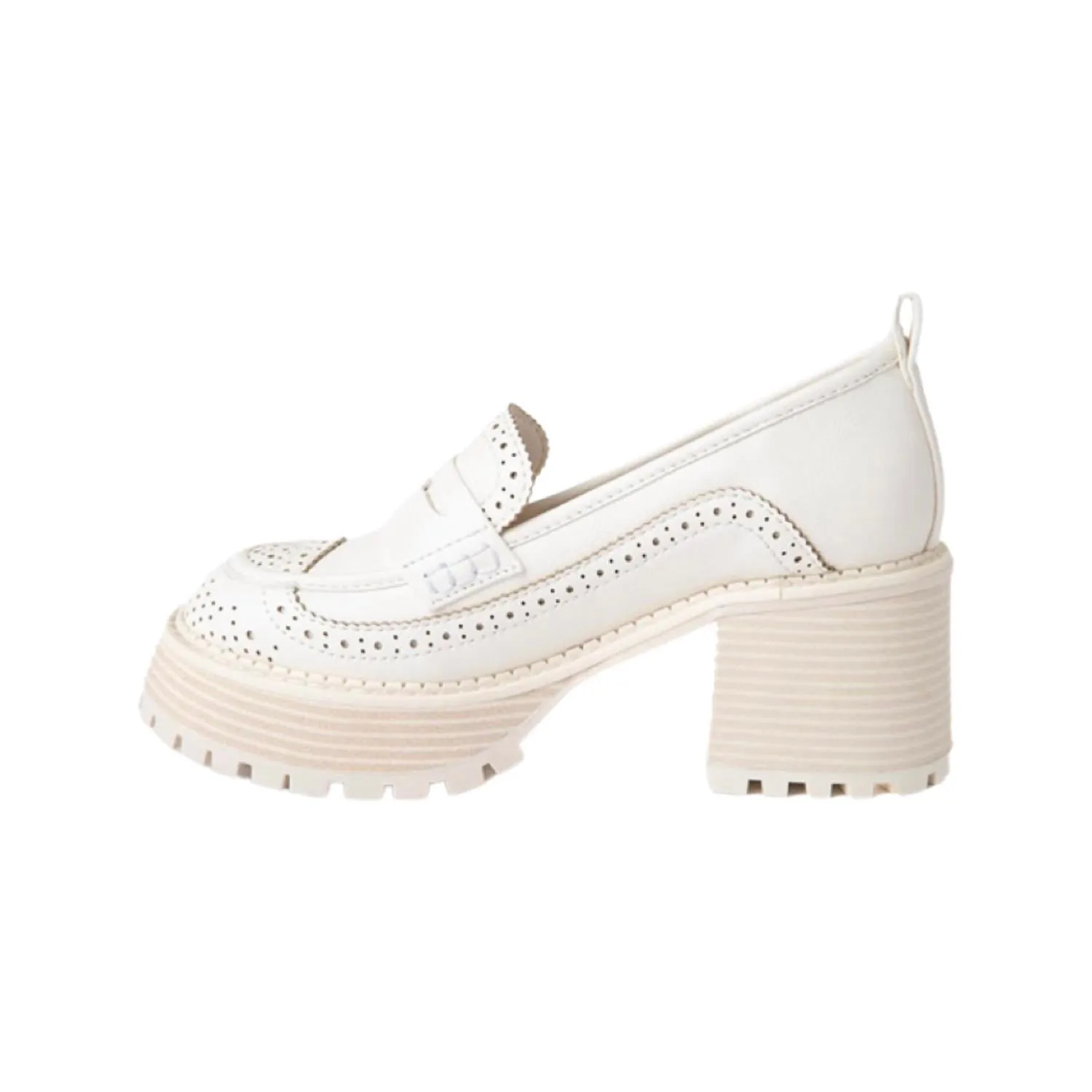 Women's Deena Perforated Lug Sole Loafers In White