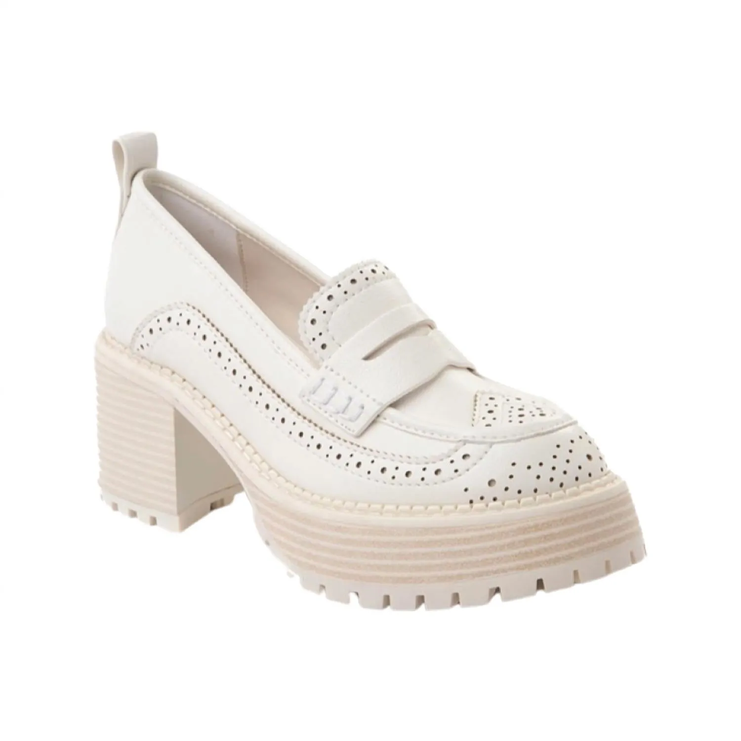 Women's Deena Perforated Lug Sole Loafers In White