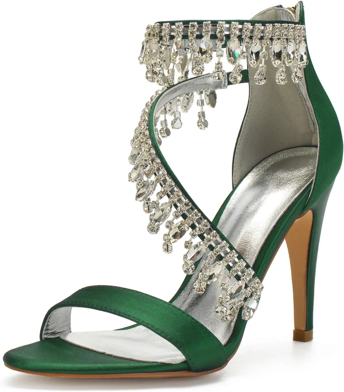 Women's Formal Wedding Sandals for Women High Stilettos for Bride Rhinestones Open Toe Heels Strappy Bridal Shoes