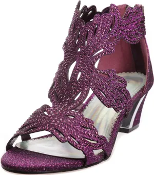 womens Heel Sandasl Sparkling Rhinestone Dress-Shoes lime03