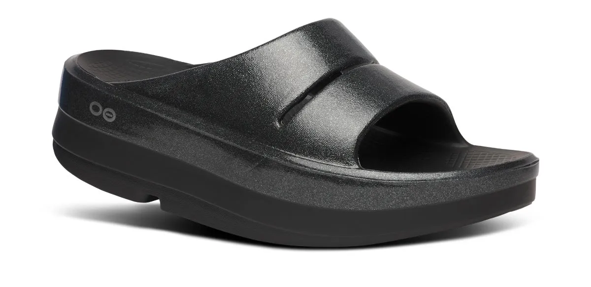 Women's OOmega OOahh Stacked Sandal - Black Sparkle