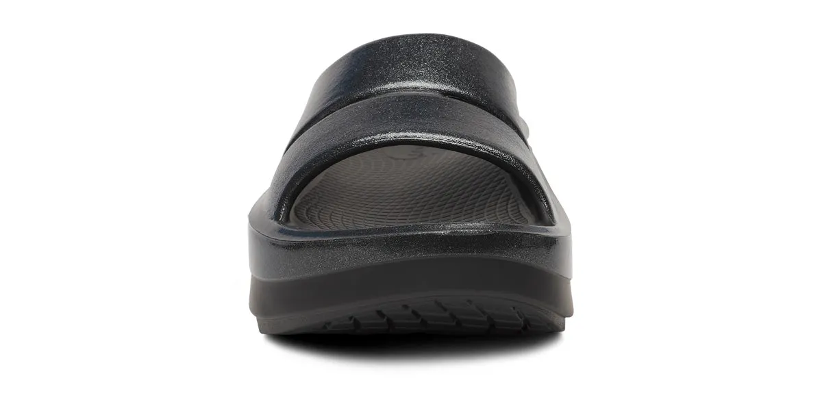 Women's OOmega OOahh Stacked Sandal - Black Sparkle