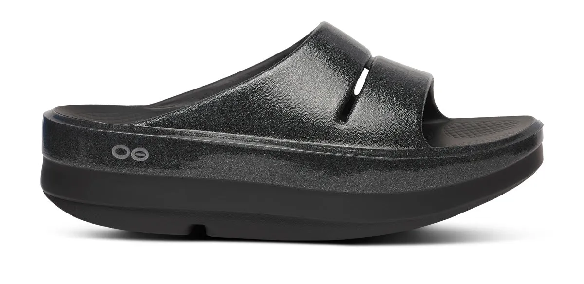 Women's OOmega OOahh Stacked Sandal - Black Sparkle