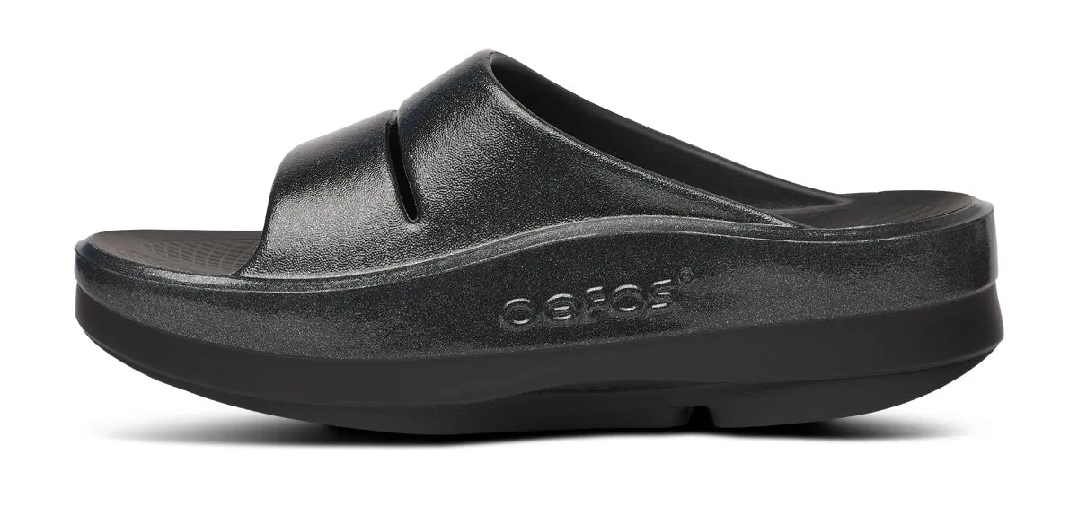 Women's OOmega OOahh Stacked Sandal - Black Sparkle
