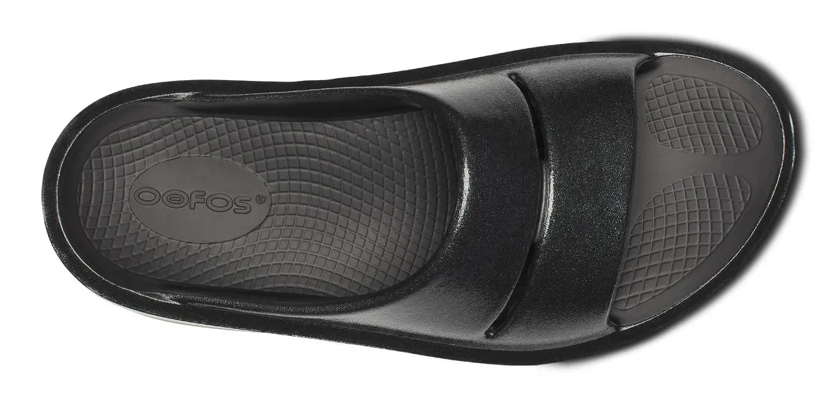 Women's OOmega OOahh Stacked Sandal - Black Sparkle