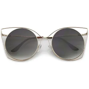 Women's Oversize Round Laser Cut Cat Eye Sunglasses C216