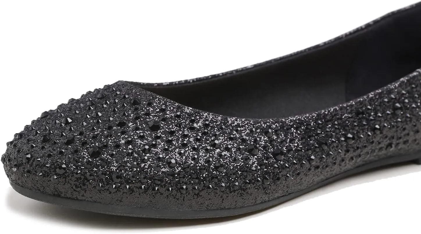 Women's Super Sparkle Bling Party Ballets Wedding Bridal Shiny Dress Flats Rhinestone