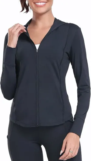 Womens UPF 50 Zip Up Hoodies Long Sleeve UV Sun Protection Shirts Lightweight Quick Dry Jackets Hiking Running Tops