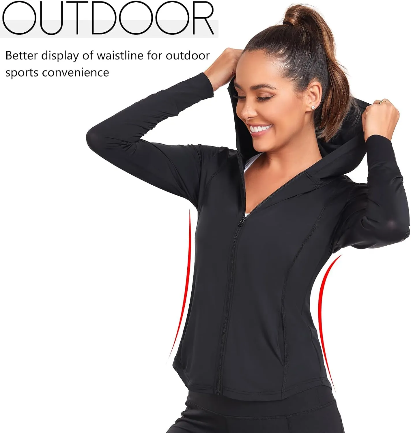 Womens UPF 50 Zip Up Hoodies Long Sleeve UV Sun Protection Shirts Lightweight Quick Dry Jackets Hiking Running Tops