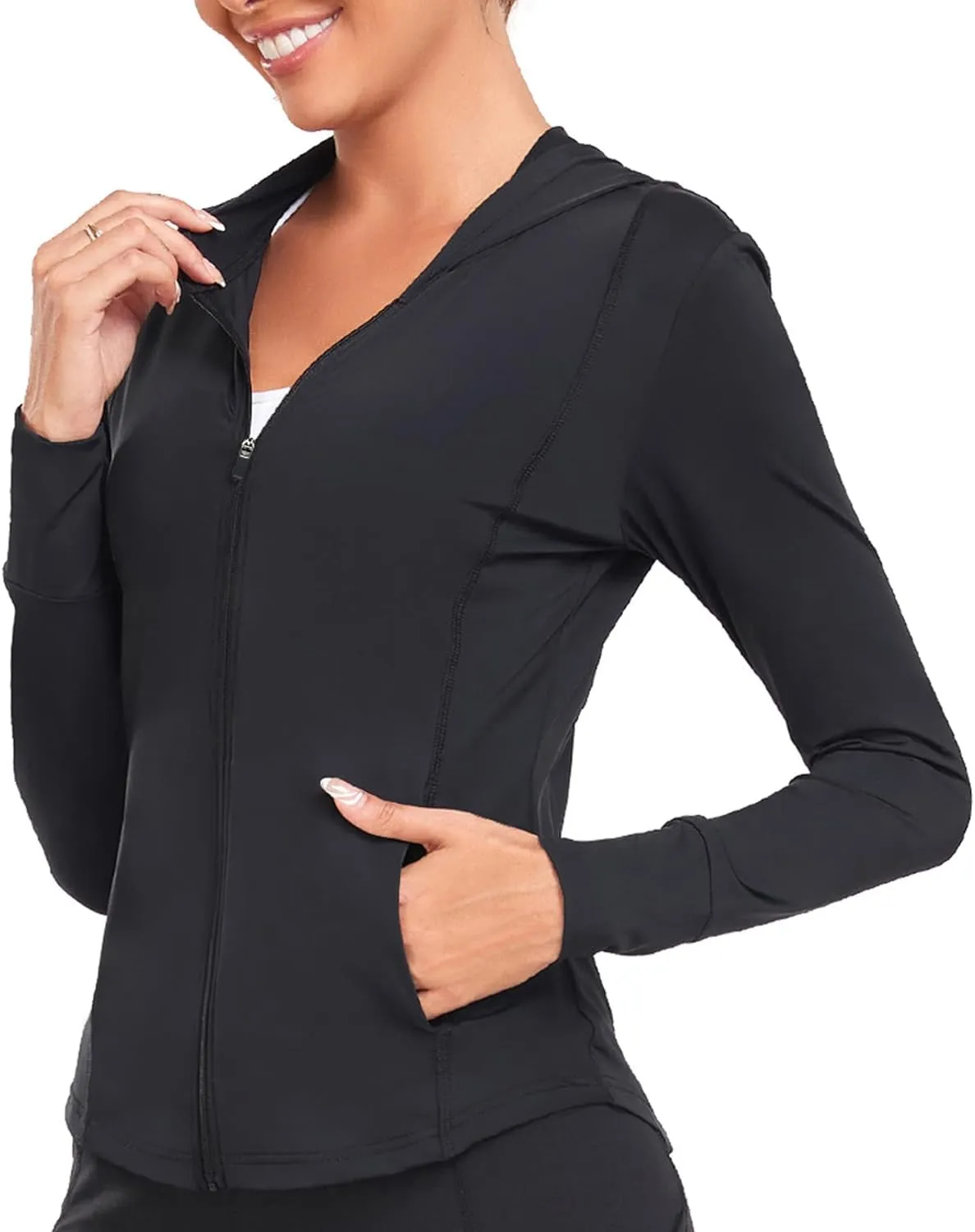 Womens UPF 50 Zip Up Hoodies Long Sleeve UV Sun Protection Shirts Lightweight Quick Dry Jackets Hiking Running Tops