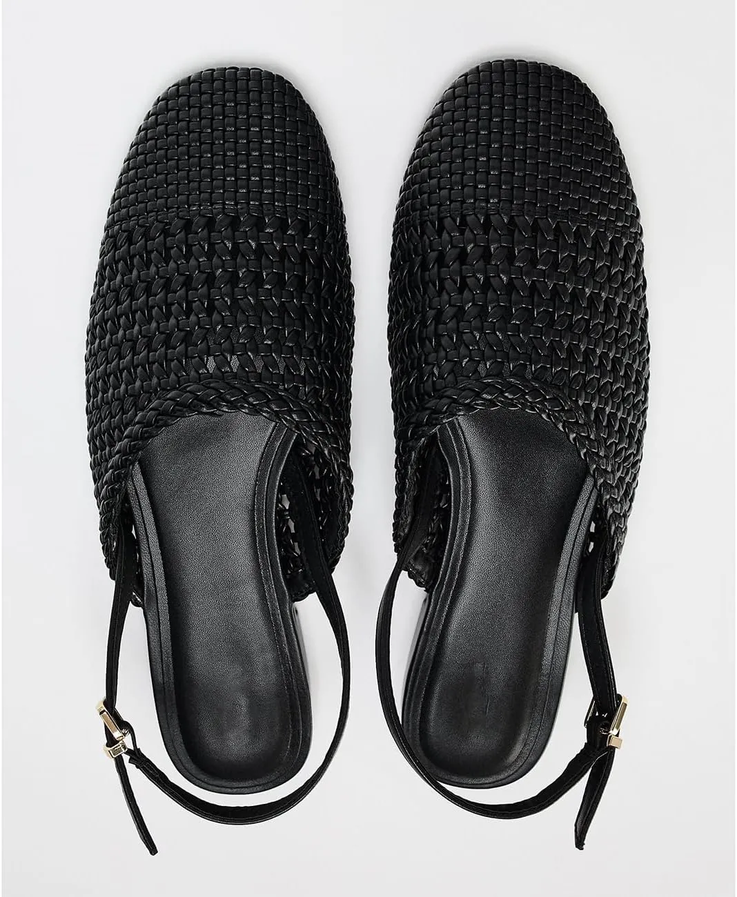 Womens Woven Slingback Flat Sandal Buckle Mesh Ballet Flat