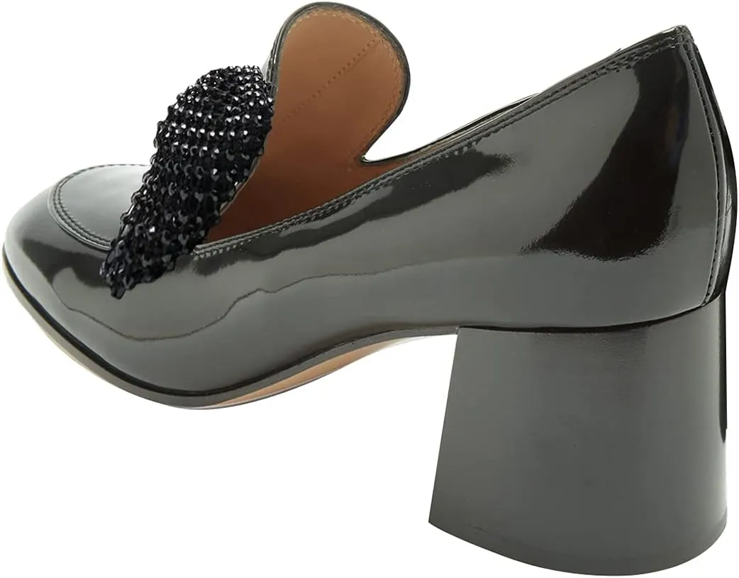 XYD Women Classic Closed Round Toe Loafers Mid Chunky Block Heel Slip On Pumps Comfy Walking Daily Outdoor Office Shoes