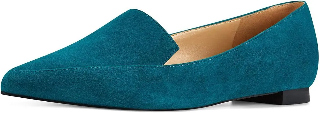 XYD Women Office Pointed Toe Loafer Flats Slip On Comfy Easy Walking Driving Dress Shoes for Casual Daily