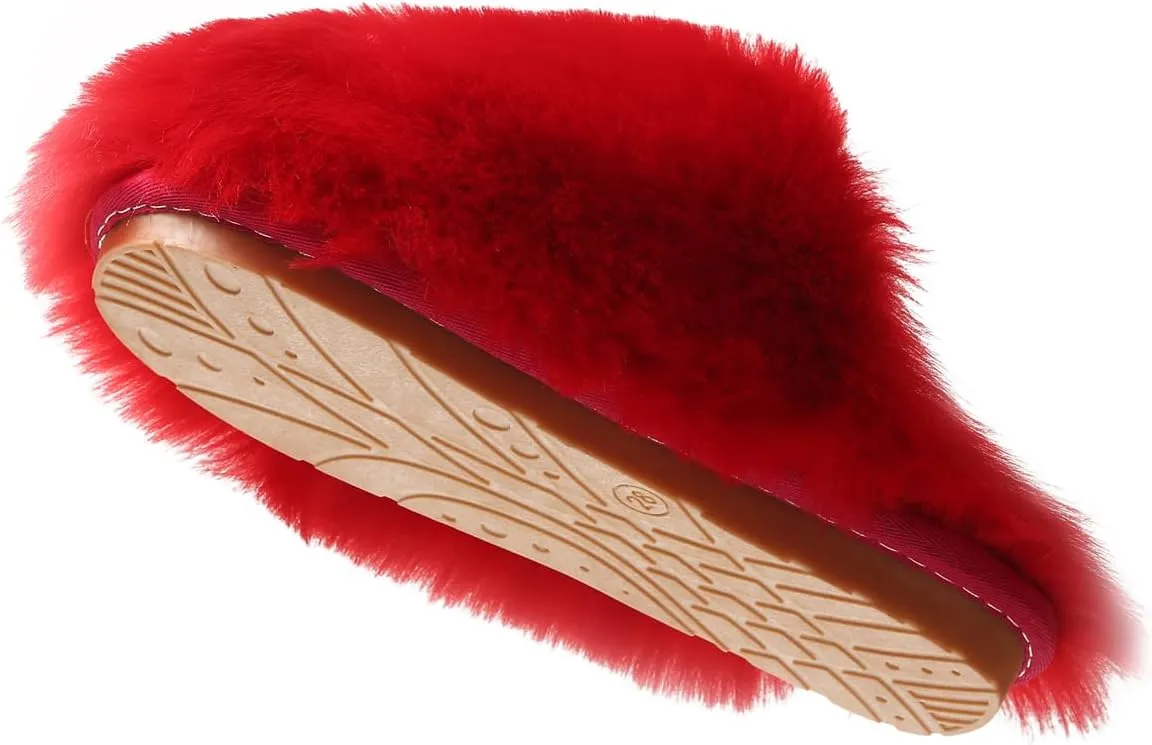 YESBOR Women's Faux Fur Fluffy Fuzzy Slippers Closed Toe Warm Winter House Slides Shoes