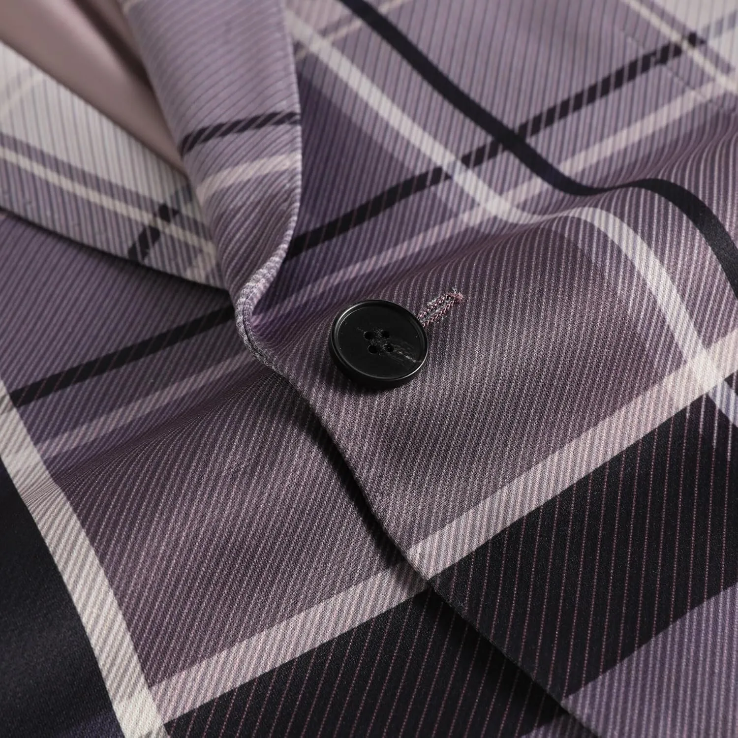 YFFUSHI Men's Plaid Tweed 3 Piece Suit Slim Fit Button Dinner Suit Tuxedo