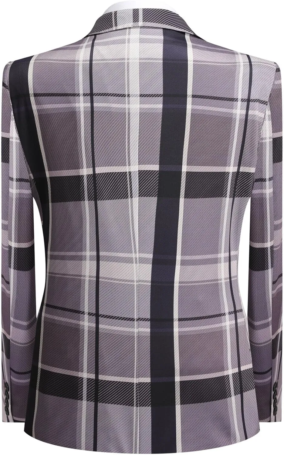 YFFUSHI Men's Plaid Tweed 3 Piece Suit Slim Fit Button Dinner Suit Tuxedo