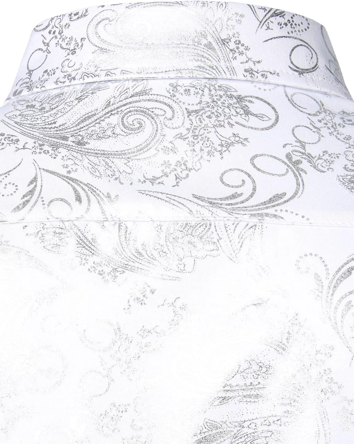 ZEROYAA Men's Luxury Paisley Dress Shirt Shiny Floral Printed Button Down Shirts for Party Prom