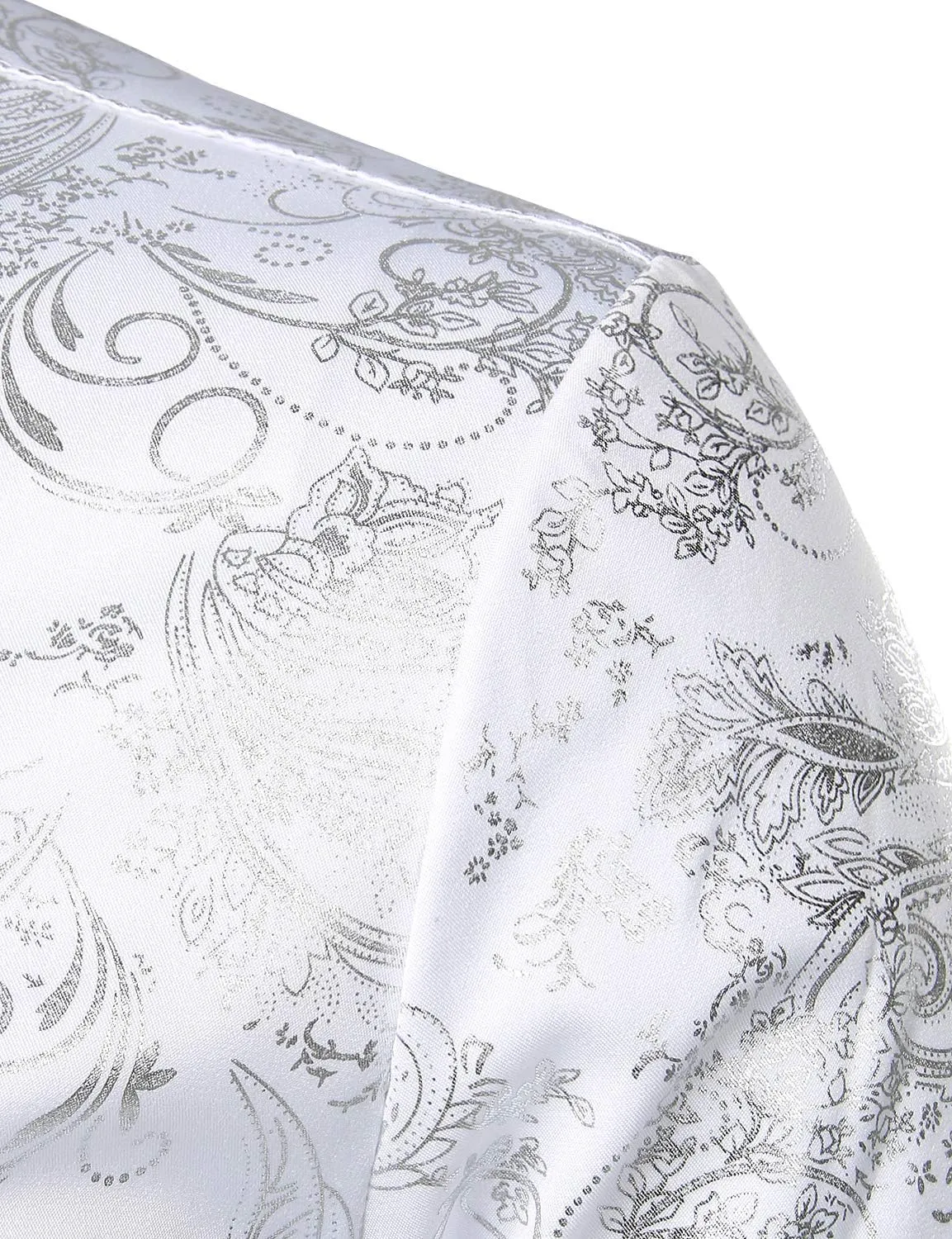 ZEROYAA Men's Luxury Paisley Dress Shirt Shiny Floral Printed Button Down Shirts for Party Prom